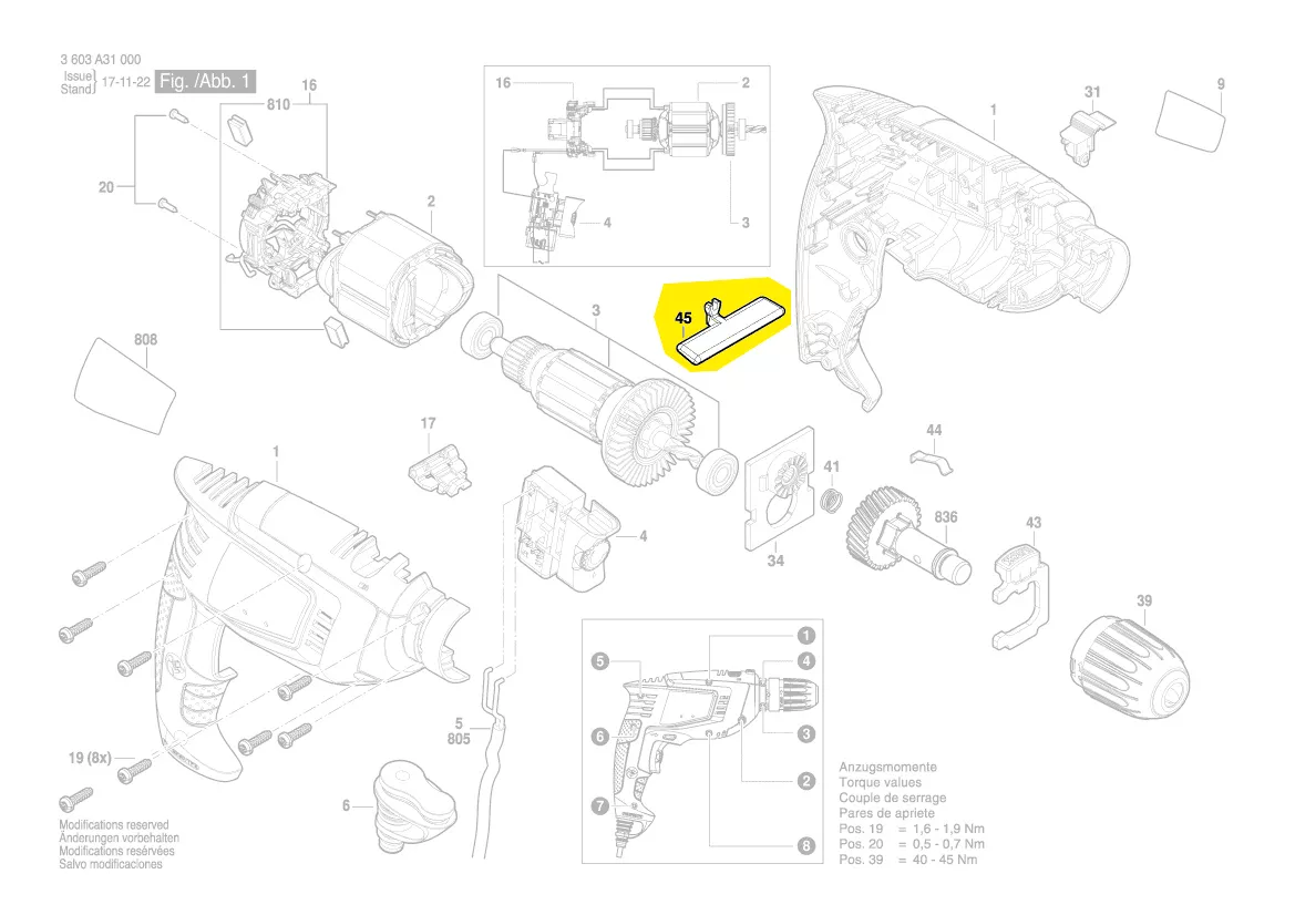 Curseur inverseur réf. 1 600 A00 DC0 BOSCH